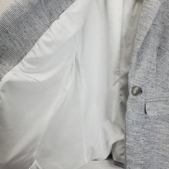 Loft Blazer Womens 4P One Button Closure Lined Blue/White Textured - Picture 3 of 10